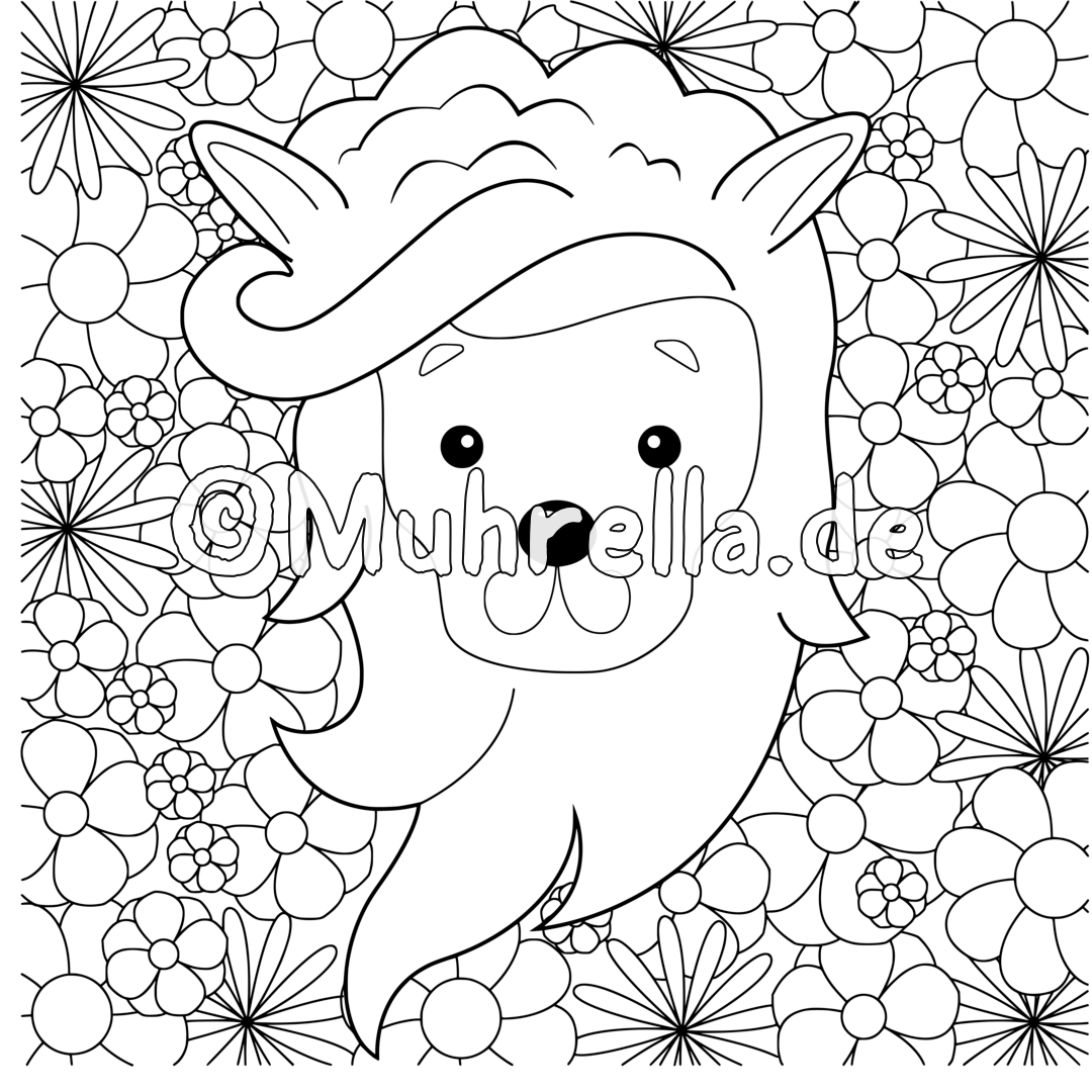 Lovely Llama Coloring Book sample coloring page